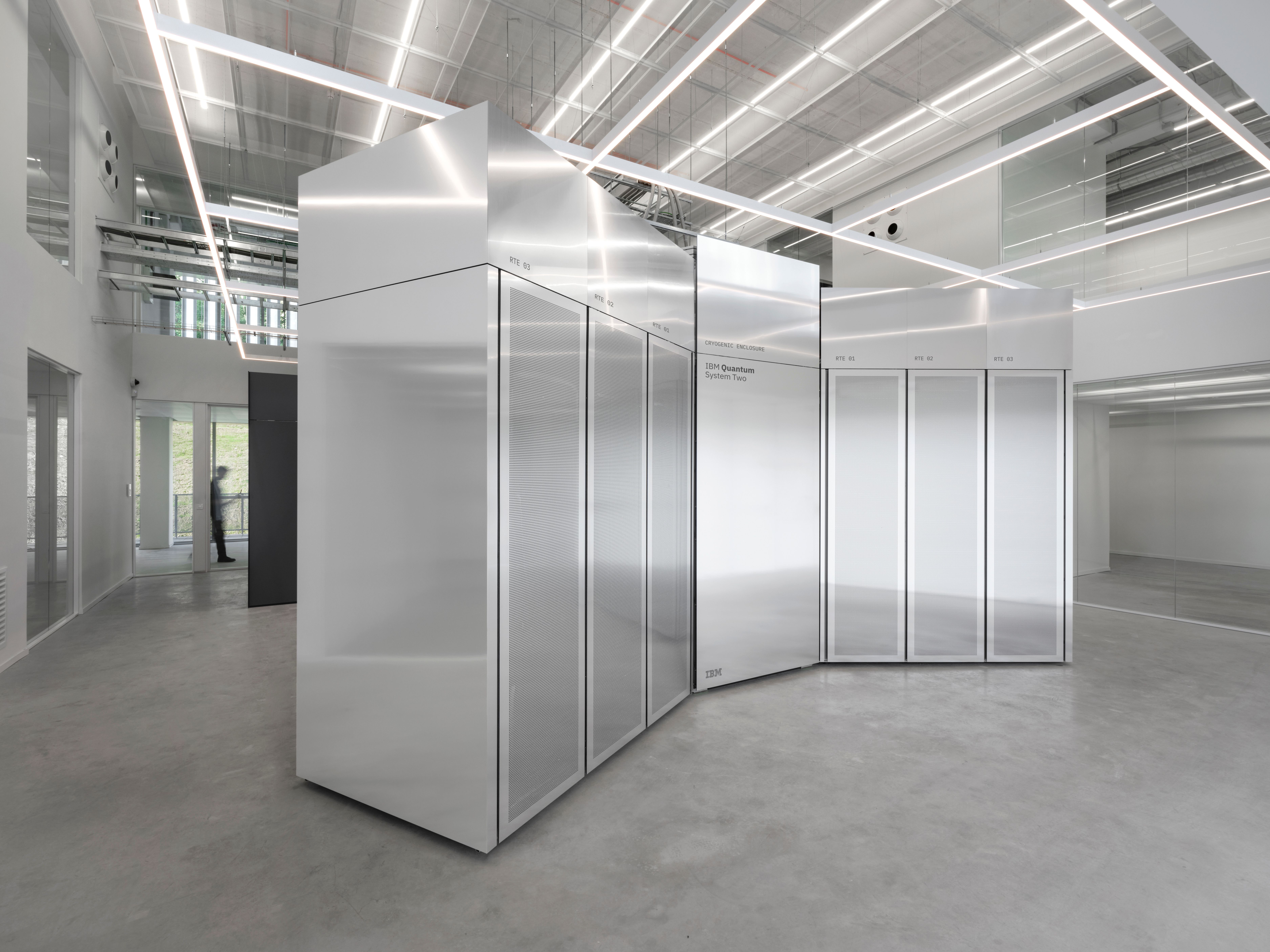 The first IBM Quantum System Two in Europe, located at the IBM-Euskadi Quantum Computational Center in San Sebastián, Spain. Credit: IBM BasQ IBM Quantum System Two side with person.jpg