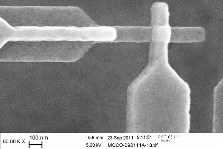 A Josephson junction of a superconducting transmon qubit.